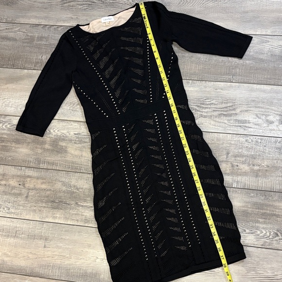 Calvin Klein Elegant Black Knit Fitted Stretch Dress EUC Small - Picture 5 of 7